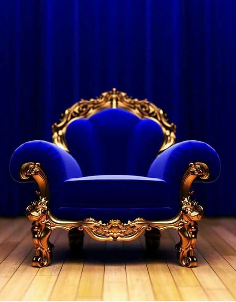 Beautiful blue chair Royal Blue Chair, Royal Blue Wallpaper, Throne Chair, Timeline Cover, Blue Sofa, Blue Chair, Feeling Blue, Love Blue, Beautiful Furniture