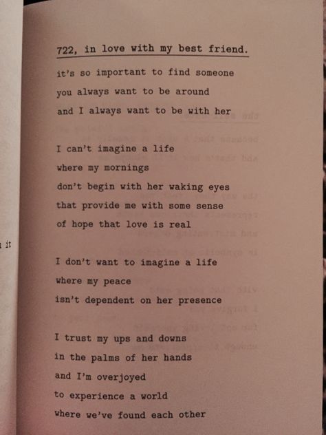 722, in love with my best friend by Rh sin  "I trust my ups and downs in the palm of his hand" would make beautiful wedding vows Wedding Vows For Best Friends, Wedding Vows Best Friend, Wedding Vows High School Sweethearts, Silverstein Poems, Shel Silverstein Poems, Rh Sin, Wedding Vows To Husband, Wedding Notes, Wedding Poems