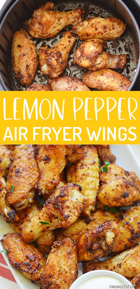 Air Fryer Lemon Pepper Wings, General Tao Chicken, Air Fryer Recipes Chicken Wings, Dry Rub Chicken Wings, Air Fryer Wings, Recetas Salvadorenas, Lemon Pepper Wings, Air Fryer Oven Recipes, Salad Pasta