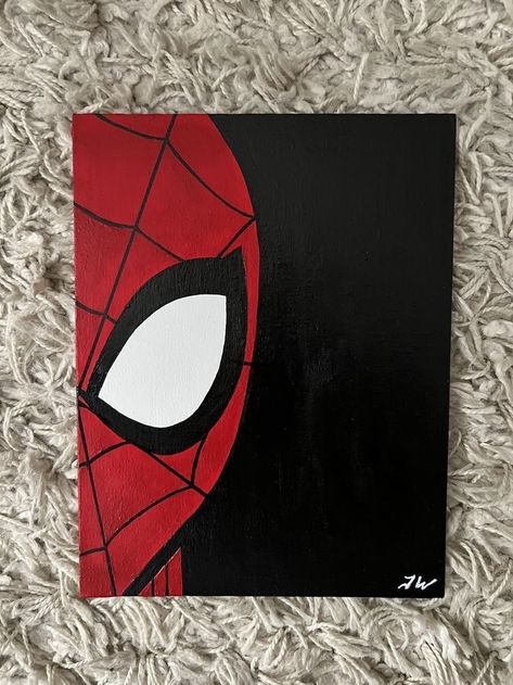 Easy Painting Ideas Spiderman, Avengers Easy Painting, Painting Anime Easy, Painting Ideas Easy Simple Black, Inspo Art Ideas, Disney Canvas Art Easy, Batman Painting Easy, Marvel Canvas Painting, Spider Man Craft