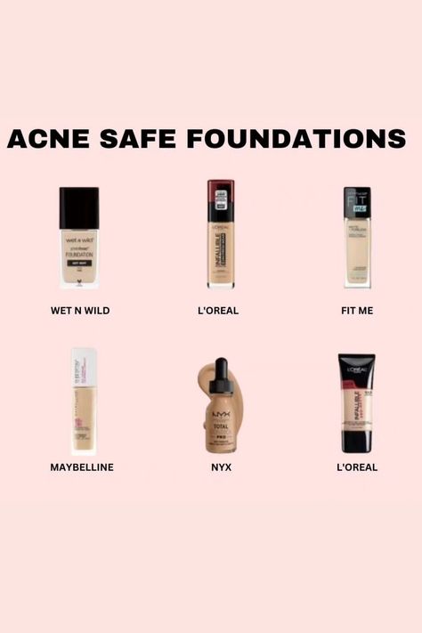 Finding a foundation that won't aggravate acne-prone skin can be a challenge. But fear not, we've rounded up the top 6 acne-safe foundations that will give you flawless coverage without causing breakouts #acnesafefoundation #clearskin #acneproneskin #flawlesscoverage #neutrogena #clinique #maybelline #bareminerals #itcosmetics #beautytips #makeuprecommendations #makeuplover #makeupaddict #beautycommunity #makeuptutorial #makeupartist #beautybloggers #skincarehacks #selfcaretips #skincarecommunit Acne Safe Makeup, Best Foundation For Acne, Makeup Routine Guide, Safe Makeup, Acne Makeup, Foundation For Oily Skin, Makeup Order, Simple Makeup Tips, Beginners Eye Makeup