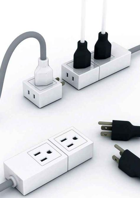 An increasable power strip. | 26 Products You Can't Believe Don't Exist Yet seriously. Electric Gadgets, Tech Ideas, Extension Cords, Power Trip, Hi-fi, Take My Money, Sprinter Van, Gadgets And Gizmos, Yanko Design