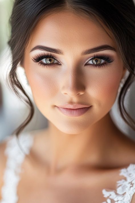 15 Breathtakingly Glam Wedding Makeup Looks You'll Love Makeup For Senior Portraits, Timeless Bride Makeup, Natural Glam Bridal Makeup Hooded Eyes, Simple Elegant Bridal Makeup, Soft Glam Makeup Bride, Subtle Glam Makeup Brown Eyes, Wedding Day Makeup For Bride Natural, Bridal Makeup Summer, Gala Makeup Looks