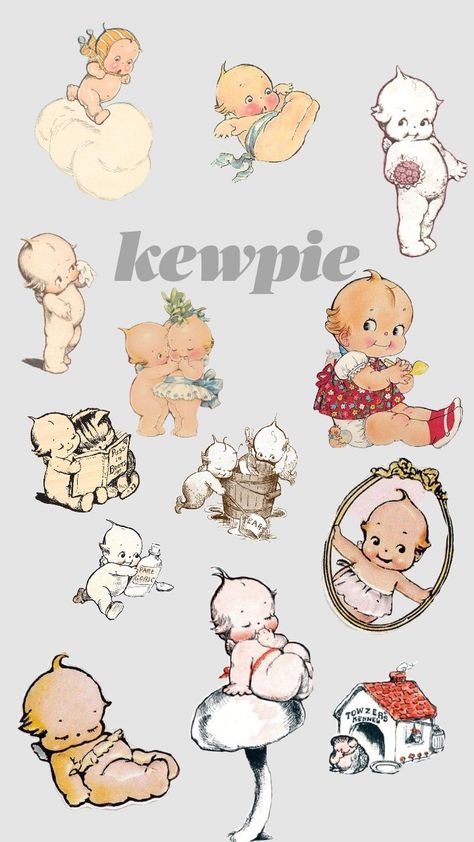 kewpie 💝 #kewpie #kewpiebaby #baby #cute Cowboy Kewpie, Girly Collage, Kewpie Tattoo, Kewpie Art, Kewpie Baby, Cartoon Style Drawing, Baby Painting, Kewpie Dolls, Iphone Wallpaper Themes