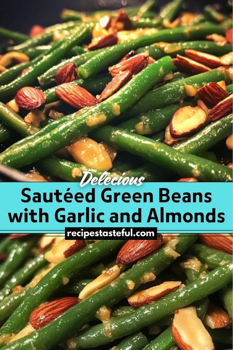 Sautéed Green Beans with Garlic and Almonds is a quick, healthy side dish featuring tender-crisp green beans, aromatic garlic, and crunchy almonds. Perfect for complementing a variety of main courses while adding a touch of elegance and flavor. Sauteed Garlic Green Beans, Green Bean Recipes Healthy, Good Green Bean Recipe, Green Beans With Garlic, Thanksgiving Green Beans, Garlic Green Bean Recipes, Green Beans With Almonds, Green Beans Side Dish, Easy Green Beans