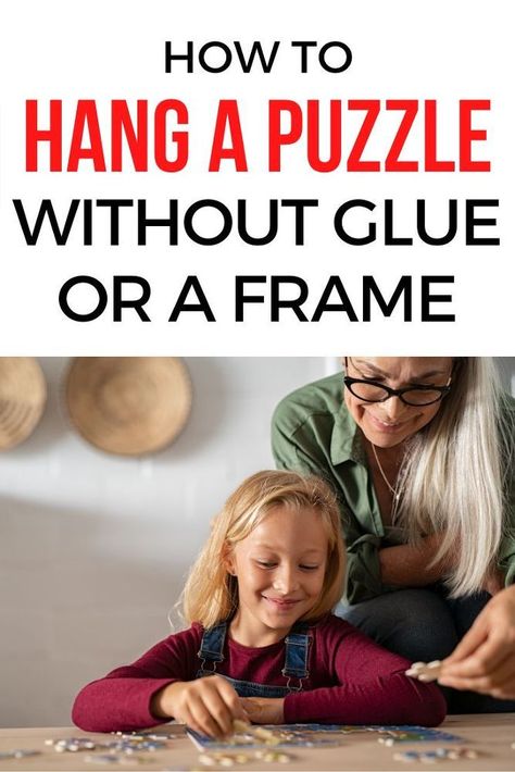 You've spent all this time putting together a puzzle and now it's time to think about ways to put it away in storage or hang as wall art. Check out this creative idea for putting your puzzle up on the wall without a frame. #puzzle #wallart #storage Display Puzzles On Wall, How To Display Puzzles On Wall, How To Frame Puzzles, How To Hang Puzzles On Wall, What To Do With Puzzles When Finished, How To Frame A Puzzle Diy, Puzzle Decor Ideas, How To Frame A Puzzle, Hanging Puzzles On Wall