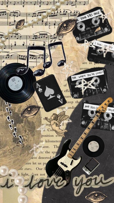 Simple Grunge Background, Rock Music Aesthetic Wallpaper, Rock Band Aesthetic Wallpaper, Rock And Roll Aesthetic Wallpaper, Music Collage Wallpaper, Band Collage, Cute Images For Wallpaper, Fox Artwork, Electric Guitar Design