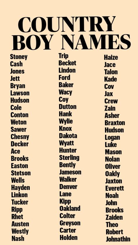 Country boy names Country Names For Boys, Baby Boy Ideas, Western Boy Names, Cowboy Baby Names, Country Baby Boy Names, Southern Boy Names, Country Boy Names, Western Baby Names, Cowboy Names