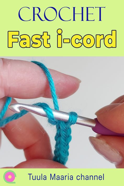 Learn to crochet i-cord using the fast way. I Cord Crochet Tutorials, Crochet A Cord How To Make, How To Crochet A Cord Free Pattern, Crochet Cord Bracelet Free Pattern, Crochet I Cord Pattern, Crochet I Cord Projects, Knit I Cord Tutorial, How To Knit Icord, Crochet A Cord