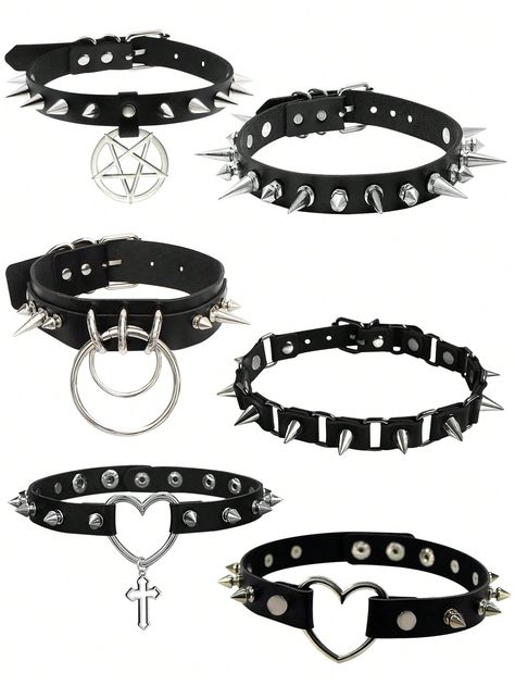 Goth Necklaces, Gothic Choker Necklace, Fiesta Halloween, Leather Choker Collars, Gothic Choker, Goth Choker, Goth Necklace, Platform Boots Chunky, Gothic Chokers