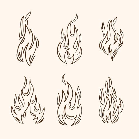 Free Vector | Free vector hand drawn fire outline illustration Fire Doodle Art, Fire Flame Drawing, Minimalistic Flame Tattoo, Single Flame Tattoo, Fire Outline Drawing, Fire In Hand Drawing, Easy Flames Drawing, Simple Hand Sketch, Hand Holding Fire Tattoo