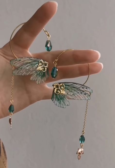 Fairy Wedding Jewelry, Avatar Inspired Jewelry, Fairy Accessories Jewellery, Fae Jewelry, Butterfly Wings Earrings, Fairytale Jewelry, Fantasy Jewellery, Army Art, Ethereal Jewelry