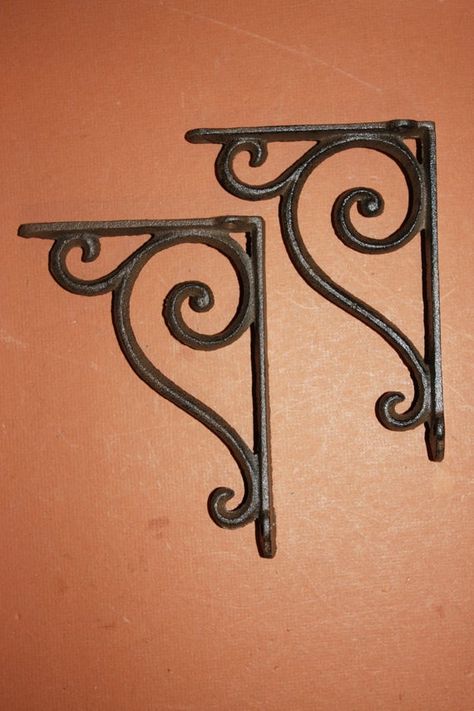 Victorian Shelves, Cast Iron Shelf, Cast Iron Decor, Decorative Shelf Brackets, Cast Iron Shelf Brackets, Iron Shelf Brackets, Iron Brackets, Iron Shelf, Shelf Brackets