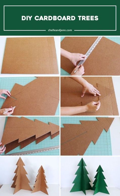 Card Board Christmas Decorations, Cardboard Trees Diy How To Make, Cardboard Christmas Tree Diy, Cardboard Tree Diy, Diy Cardboard Tree, Cardboard Christmas Crafts, Crafts Room Ideas, Cardboard Christmas Trees, Cardboard Christmas Decorations