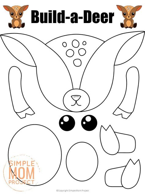 Forest Animal Crafts, Felt Animal Patterns, Reindeer Craft, Animal Templates, Felt Crafts Patterns, Toddler Activity, Animal Crafts For Kids, Felt Patterns, Crafts For Kids To Make