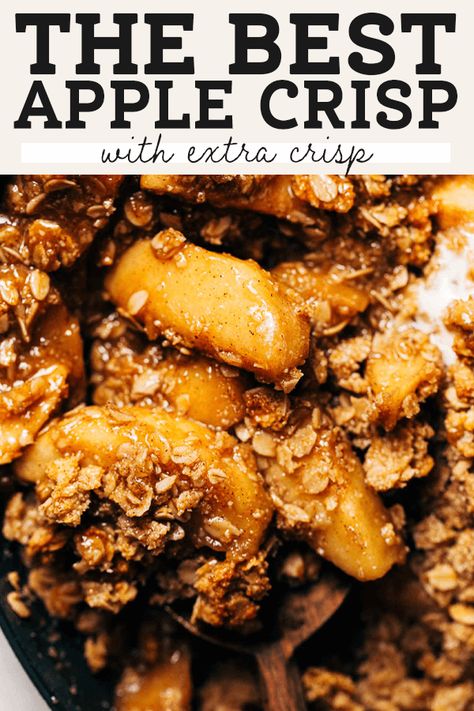 This is the BEST apple crisp recipe! It's perfectly sweetened with thick and jammy apples and extra crisp topping. It's also naturally gluten free with an almond flour and oat crumble topping. #applecrisp #applerecipe #apples #butternutbakery | butternutbakeryblog.com The Best Apple Crisp, Apple Crisp Topping, Quaker Instant Oatmeal, Best Apple Crisp Recipe, Oat Crumble Topping, Vegan Apple Crisp, Crisp Topping, Gluten Free Apple Crisp, Best Apple Crisp