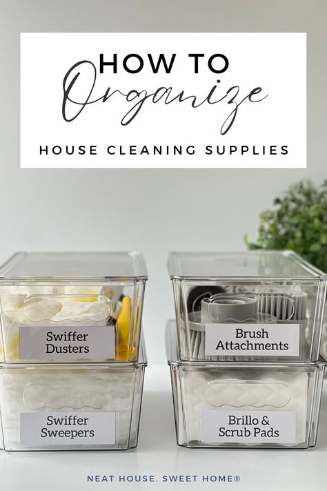 Get your cleaning routine in order. Here are some ideas for storing and organizing cleaning products and supplies for easy access. Storing Cleaning Supplies, Laundry Detergent Container, Detergent Container, Craft Room Closet, Medicine Cabinet Organization, Cleaning Supply Storage, Bookshelves In Bedroom, Cleaning Supplies Organization, Clear Bins