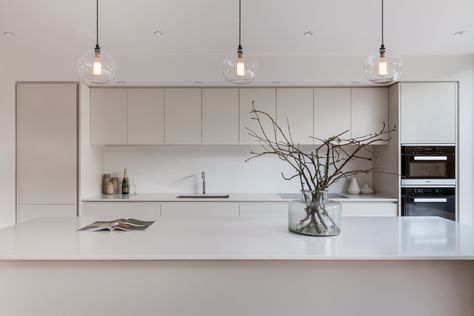 Lights Over Kitchen Island, Glass Globe Pendant Light, Kitchen Bench, Interior Design Advice, Small Kitchens, Globe Pendant Light, Statement Lighting, Hereford, Kitchen Room Design