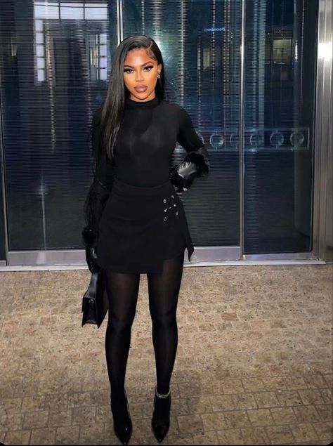 London Classy Outfit, Designer Work Outfits Women, Winter Brunch Outfit Black Women Classy, Valentines Outfits For Women Dates, Girls Dinner Outfit Black Woman, Girls Night Out Black Women, Classy Valentines Day Outfit, All Black Classy Outfits For Women, Black Girls Night Out