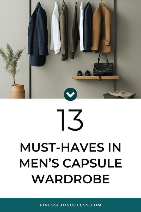 FOR HIM: A capsule wardrobe saves time, money, and space—all while ensuring that you look effortlessly put-together year-round. Check out this guide to know what are some must-have versatile pieces to add to your essential workwear collection Minimalist Mens Wardrobe, Travel Capsule Wardrobe Men, Men’s Fashion Essentials, Men Fashion Basics, Men’s Minimalist Wardrobe, Men’s Capsule Wardrobe Fall 2024, Mens Business Casual Capsule Wardrobe, Mens Staple Pieces, Men’s Street Wear Capsule Wardrobe