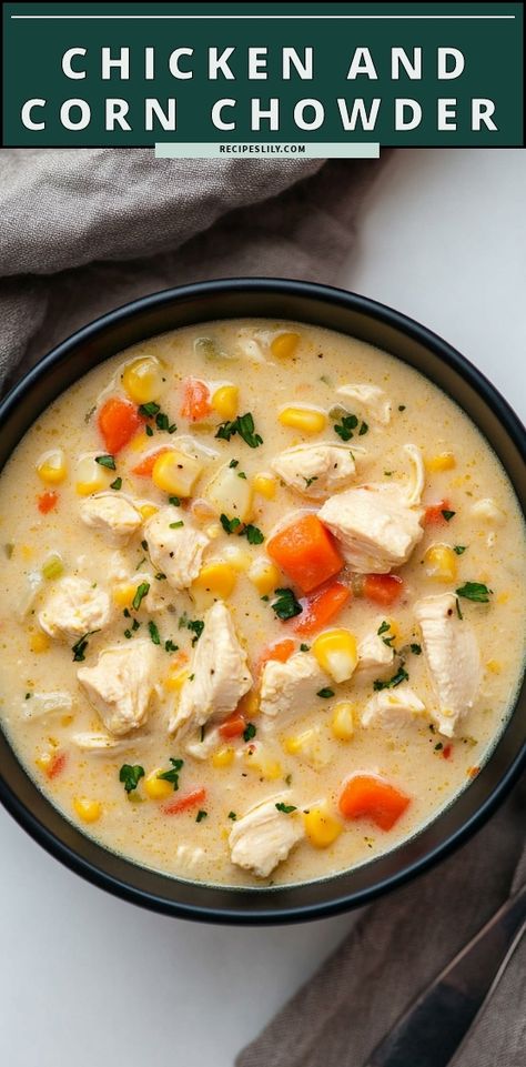 Cozy up with a warm bowl of Chicken and Corn Chowder that’s perfect for any season! This creamy, comforting soup combines tender chicken, sweet corn, and hearty vegetables, creating a delicious blend of flavors that the whole family will love. Ideal for weeknight dinners or meal prep, this recipe is both easy to make and satisfying. Top it off with crispy bacon or fresh herbs for a delightful finish. Discover how to whip up this scrumptious chowder and bring warmth to your table with every spoonful. Comfort food at its finest awaits you!