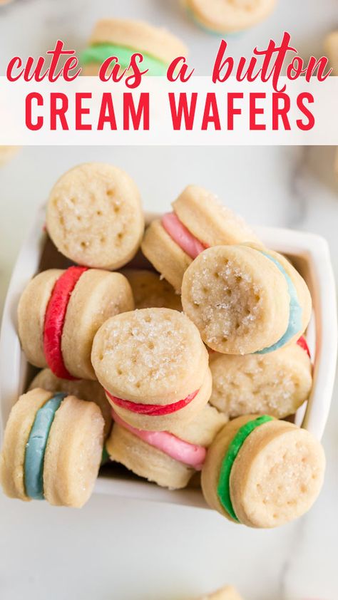 Mini Sandwich Cookies, Cream Wafers Betty Crocker, Wafer Cream Cookies, Shortbread Cookie Sandwiches, Christmas Cookie Sandwiches, Christmas Wafer Cookies, Swedish Cream Wafers, Cream Wafer Sandwich Cookies, Cream Wafer Cookies