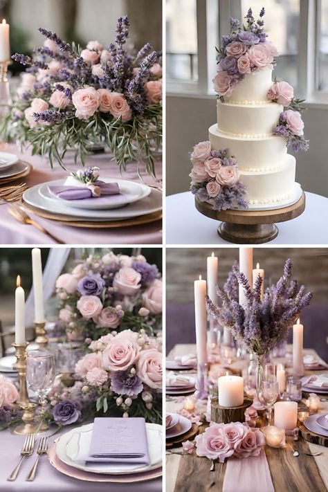 Gorgeous Lavender and Light Pink Wedding Color Ideas That Will Inspire You - Francisca's Bridal Lavender Colour Scheme Wedding, Purple Lavender Wedding Theme, Lavender And Blush Wedding Theme, Pink Themed Wedding Color Combos, Lavender And Pink Wedding Theme, Pink Purple Blue Green Wedding, Pink And Purple Color Scheme, Lilac Wedding Themes, Lavender Wedding Theme