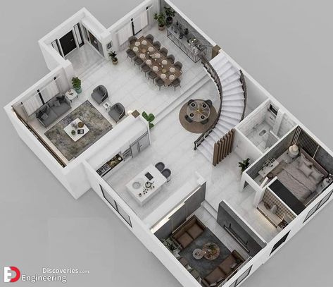 3D House Plan Arrangement Ideas Choose Best For Your Area - Engineering Discoveries Desain Pantry, 3d Floor Plan, 3d House Plans, House Floor Design, Casas The Sims 4, Home Design Floor Plans, Sims House Plans, House Construction Plan, Model House Plan