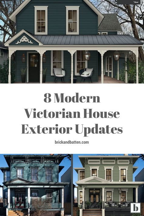 Modern Victorian Renovation, Updating Victorian Home, Victorian Porches Ideas, Folk Victorian Renovation, Victorian Home Update, Modern Victorian Porch, Victorian Farmhouse Porch, Victorian Home Porch, 1910 Victorian House