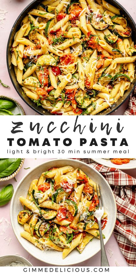 Tomato Zucchini Pasta Healthy Dinner Recipes For Family No Meat, Healthy Tomato Zucchini Pasta, Spagetti Zucchini Recipes, Pasta Ideas Vegetarian, Pasta Sauce With Vegetables, Simple But Healthy Dinners, Easy Meals With Zucchini, What To Eat With Zucchini, Light Veggie Dinner Recipes