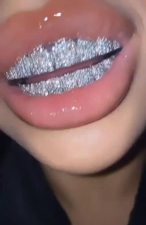 Lips, Glitter, Silver