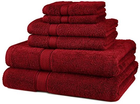 Pinzon Blended Egyptian Cotton 6-Piece Towel Set, Navy: Amazon.ca: Home & Kitchen Red Bath Towels, Holographic Nail Powder, Old Bathrooms, Red Towels, Egyptian Cotton Towels, Towel Sets, Timeless Classic Style, Towel Collection, Hotel Collection