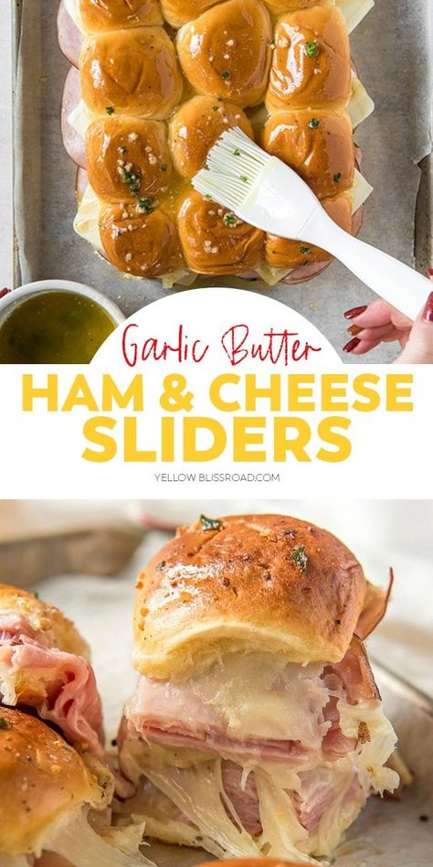 Butter Appetizers, Sliders Appetizers, Ham And Cheese Sliders Hawaiian, Sliders Recipes Hawaiian Rolls, Easy Slider Recipes, Ham Cheese Sliders, Ham Sliders, Ham And Cheese Sliders, Slider Sandwiches