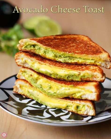 Avocado grilled cheese with smooth, creamy avocado mash along with cheese in between perfectly golden toasted bread. You can name it avocado cheese toast as well. Make it for a Sunday special or even for lunch box, it works. This stuffing was inspired by my Avocado crema on this site, after which I started loving... Read More The post Avocado grilled cheese recipe appeared first on Raks Kitchen. Avocado Grilled Cheese, Avocado Mash, Cheese Toast Recipe, Avocado Bread, Grilled Cheese Recipe, Avocado Crema, Avocado Sandwich, Herb Bread, Best Grilled Cheese