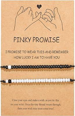 Amazon.com: UNGENT THEM Pinky Promise Matching Couples Bracelets Gifts Ideas Distance Relationship His Hers Cute Stuff Christmas Birthday Valentines Day Gifts for Him Her Boyfriend Girlfriend Bf Gf Men Women: Clothing, Shoes & Jewelry Anniversary For Boyfriend, Happy Anniversary 1 Year, Matching Couples Bracelets, Anniversary 1 Year, Bracelet For Couples, Matching Couple Bracelets, Promise Bracelet, Couples Bracelets, Distance Relationship Gifts