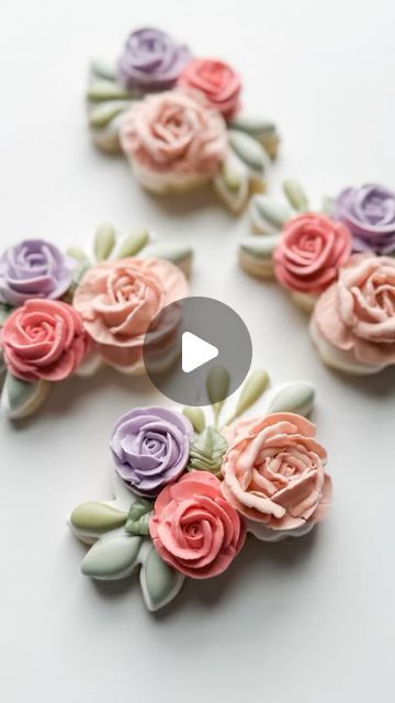 Flower Piping Tips Royal Icing, Royal Icing Rosettes How To Make, How To Make Royal Icing Roses, Royal Icing Rosettes, Royal Icing Floral Tutorial, Stiff Royal Icing Recipe For Flowers, Making Royal Icing Flowers, Royal Icing Roses On Cookies, Flower Cookies Buttercream