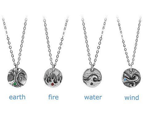 ELEMENTS NECKLACE | Four Element, Earth, Wind, Water and Fire, Recycled Sterling Silver, Astrology, Signs, Horoscope, Zodiac | UncommonGoods Avatar Symbols, Bff Stuff, Water And Fire, Signs Horoscope, Element Necklace, Bff Jewelry, Element Earth, Earth Wind, Bff Necklaces