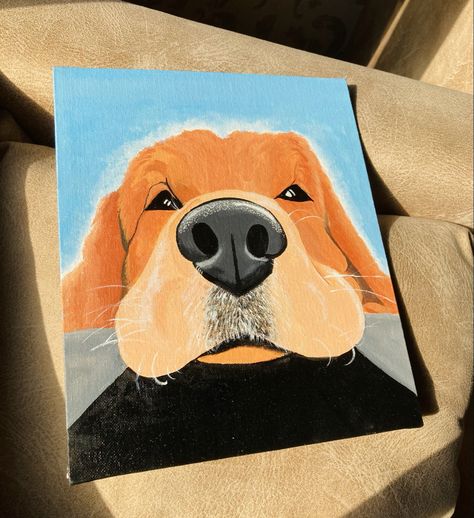 Golden Retriever Canvas Painting, Pet Canvas Ideas, Golden Retriever Acrylic Painting Easy, Easy Dog Paintings For Beginners, Puppy Painting Easy, Cute Dog Paintings Easy, Golden Retriever Painting Easy, Golden Retriever Painting Acrylics, Easy Dog Paintings On Canvas