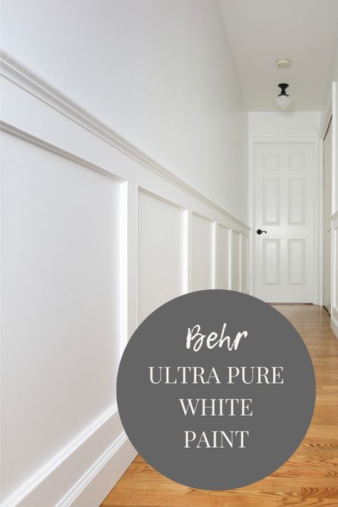 White Walls Living Room Paint, Ultra White, Behr White Paint, Ultra White Sherwin Williams, Behr Ultra Pure White Walls, Ultra White Behr Paint, All White House Interior, Cool White Paint Colors, Off White Walls With White Trim