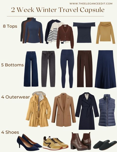 2 Week Winter Travel Capsule Wardrobe Winter Travel Capsule Wardrobe, Paris Travel Wardrobe, Capsule Wardrobe Formula, Winter Capsule Wardrobe Travel, Europe Winter Outfits, Winter Travel Wardrobe, Japanese Winter Fashion, Winter Travel Packing, Create A Capsule Wardrobe