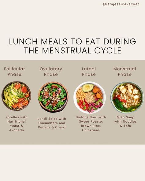 Luteal Phase Drinks, Menstrual Phase Meal Prep, Follicular Phase Meals, Bowl With Sweet Potato, Miso Soup With Tofu, Rice And Chickpeas, Ovulatory Phase, Soup With Tofu, Menstrual Phase