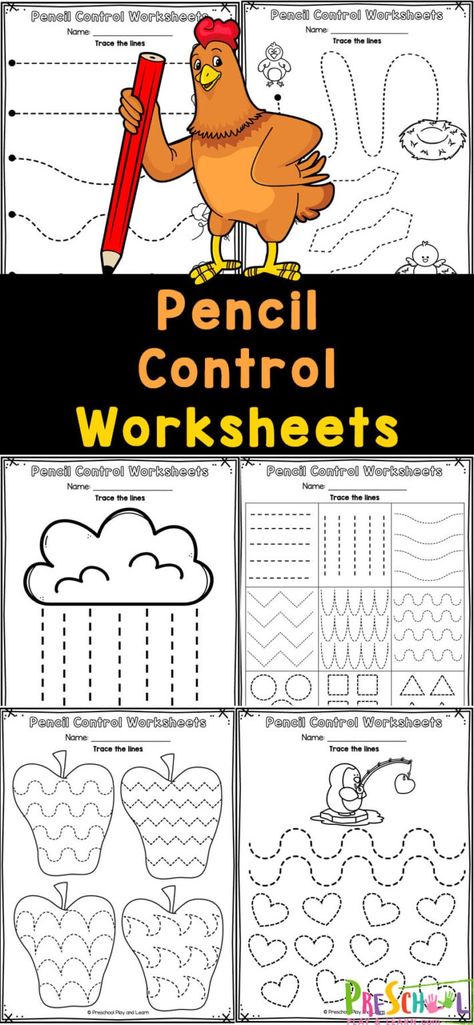 Grab these super cute pencil control worksheets to help toddler, preschool, pre-k, and kindergartne age students improve their fine motor skills while having fun with cute preschool worksheets. These free pencil control sheets include a wide variety of activities to keep kids excited to work out their fingers and hands! Simply download the printable pencil control worksheets pdf to play and learn! Diy Worksheets For Preschool, Fun Preschool Worksheets Free Printable, Pencil Tracing Worksheet, Pre K Class Activities, A Letter Tracing, Fun Worksheets For Kindergarten Free Printable, Pencil Skills For Preschool, Centers Activities Preschool, Pre Writing Activities For Preschoolers