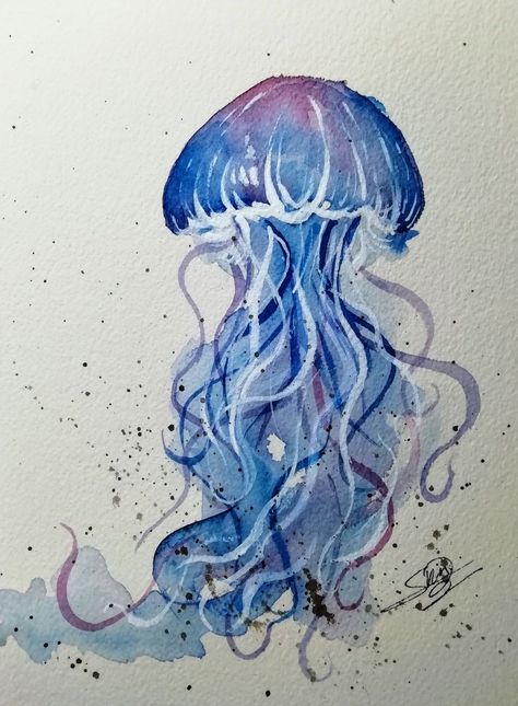 Jellyfish Oil Pastel, Jellyfish Painting Easy, Christian Drawings, Watercolor Jellyfish, Sea Drawing, Jellyfish Painting, Jellyfish Drawing, Gcse Art Sketchbook, Jellyfish Art