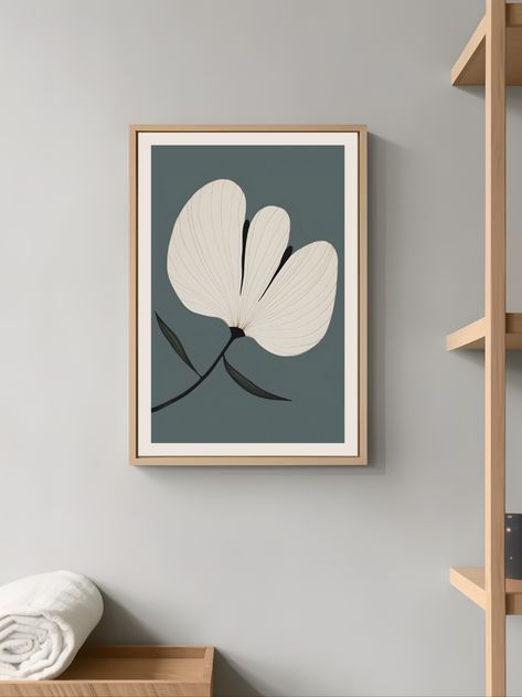 Flower Art for bathroom Scandi Japandi, Scandi Art, Japandi Decor, Aesthetic Wall Art, Calming Atmosphere, Visual Poetry, Aesthetic Wall, Neutral Decor, Digital Wall Art