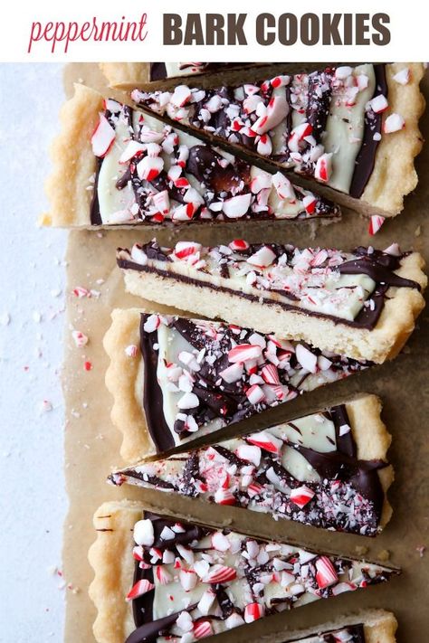 It’s the best of both worlds! Buttery shortbread cookies topped with melted chocolate and peppermint candy canes. Peppermint Bark Shortbread Cookies, Christmas Dainties, December Desserts, Peppermint Bark Cookies, Peppermint Bark Cheesecake, Peppermint Bark Cookie, Peppermint Dessert, Completely Delicious, Winter Cookies