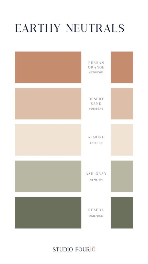 Earth Color Palette Colour Schemes, Color Schemes With Terracotta, Earthy Boho Colour Palette, Down To Earth Color Palette, Cool Tone House Colors, Colour Palette Earthy Tones, Nursery Color Palette Neutral, Earthy Home Palette, Neoclassical Interior Design Color Palette