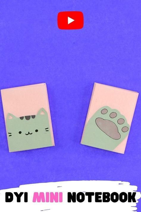 Hello Everyone! In this video you will learn how to make mini notebooks from one sheet of paper. This mini notebook is double-sided, you can use it from one side and then flip it on the other. You can decorate your notebook with any type of drawing, I've chosen a cute kawaii cat) #pollyorigami #easyorigami #origamitutorial #origamiforbeginners How To Make Mini Books Tutorials, How To Make Mini Notebooks, How To Make Mini Books, Diy Mini Notebook, Paper Cat Craft, Type Of Drawing, Squared Notebook, Cute Diary, Paper Cat