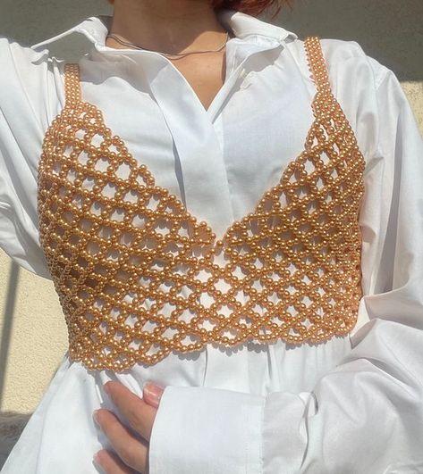 Excited to share the latest addition to my #etsy shop: Unique Bronze Pearl Crop Corset Top, Beaded Chain Lace Bralette, Rave Outfit, Hand Braided Pearl Body Chain for Woman https://etsy.me/3ZbsBEv #pearltop #beadedbralette #bronzepearlcrop #pearlbralette #uniquecorsett Beaded Top Outfit, Pearl Body Chain, Beads Clothes, Rave Outfit, Beaded Jewelry Tutorials, Beaded Top, Beaded Bags, Bead Jewellery, Rave Outfits