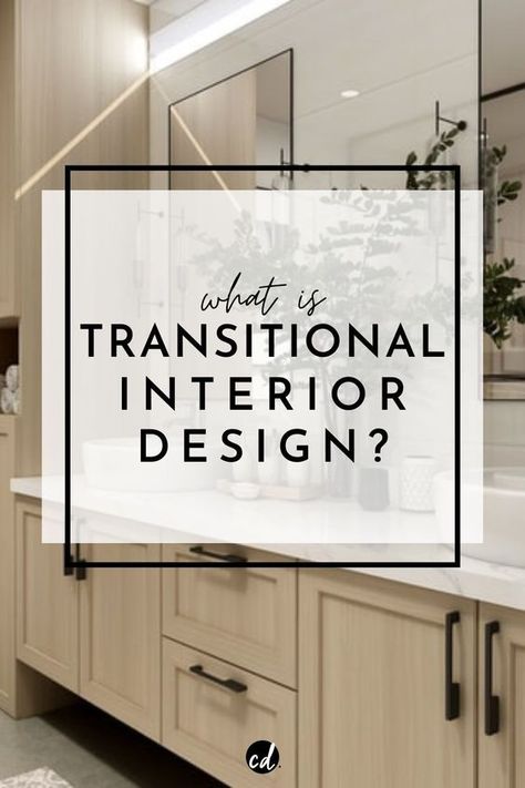 Can't decide on a style for decorating your home? The transitional look is a blend of modern and traditional creating a room with plenty of interest and mixing old and new together. Get all all the tips in the guide for pulling off the transitional interior design style! Transitional House Interior Design, Interior Design Traditional Modern, Transitional Interior Design Bathroom, Transitional Style Bathroom Design, Transitional Furniture Style, Transitional Bathrooms Designs, Transitional Home Interior Design, Transitional Interior Design Style Bathroom, Transitional Interior Style