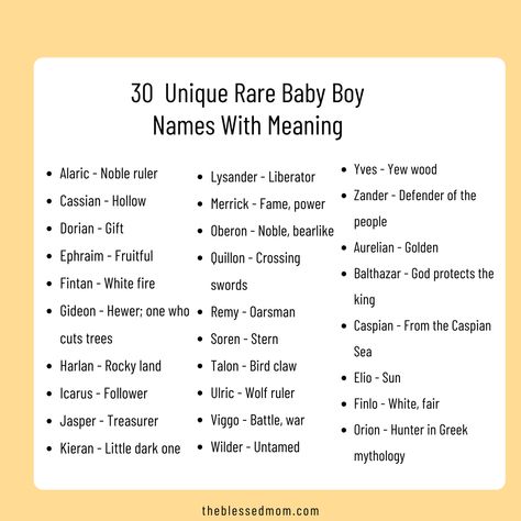 30  Unique Rare Baby Boy Names With Meaning Meaningful Baby Names Boys, Rare Beautiful Names Unique Boy, Rare Boy Names Unique, Beautiful Names With Meaning, Names For Boys With Meaning, Boys Names With Meaning, Meaningful Boy Names, Name Ideas For Boys, Boy Names Uncommon